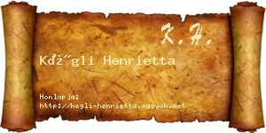 Kégli Henrietta névjegykártya