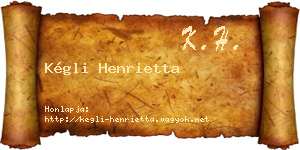 Kégli Henrietta névjegykártya